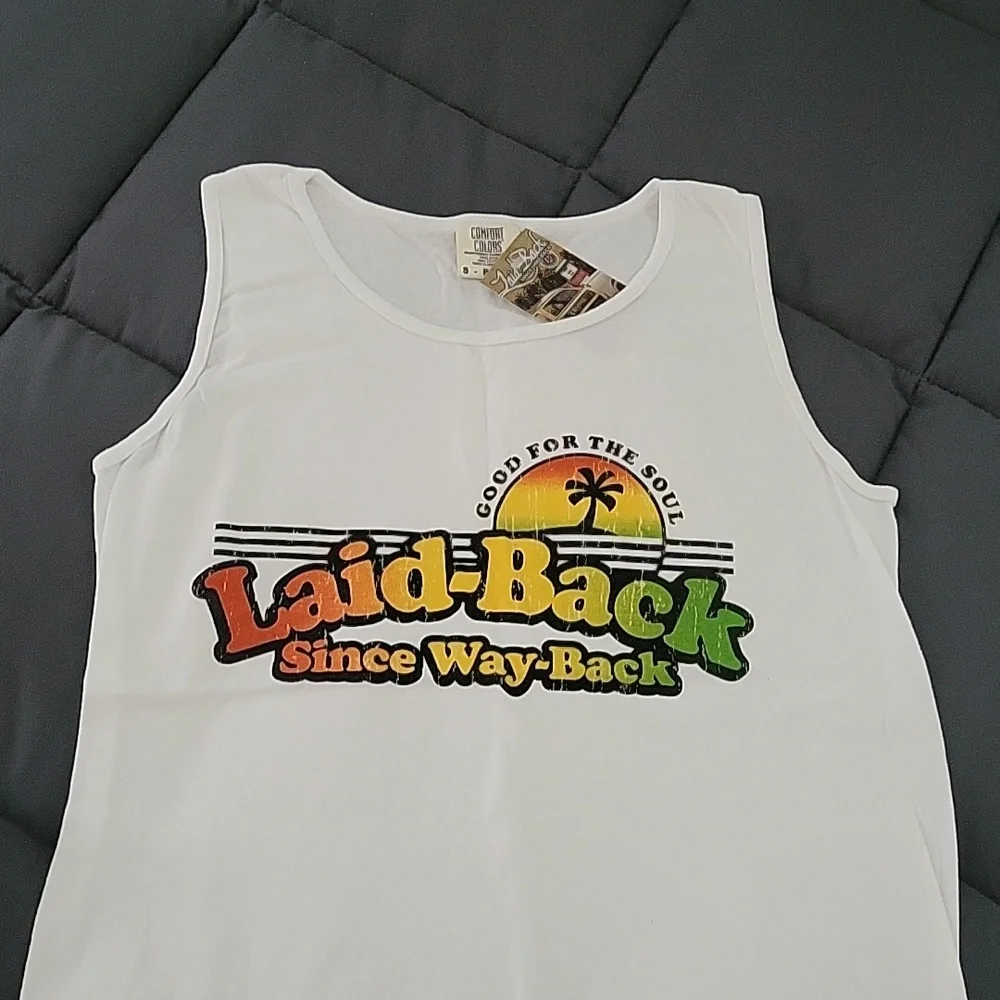 Comfort Colors Laid-back Surf Beach Palm Vacation Preshrunk Tank Top